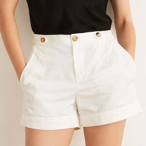 Banana Republic 100% Organic Cotton White Button-Tab Chino Shorts